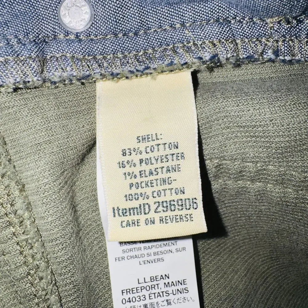 LL Bean Womens 6 Favorite Fit Stretch Corduroy Pants Olive Sage Green Flat Front